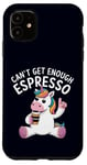 Coque pour iPhone 11 Can't Get Enough Espresso Funny Unicorn Coffee Lover Humour