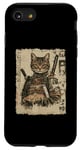 Coque pour iPhone SE (2020) / 7 / 8 Samurai Cat Loves Ramen Anime Drôle Anime Art Japonais Samouraï