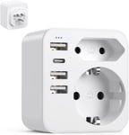 6 En 1 Adaptateur Prise France Vers Usa Canada, Americaine Avec 3 Usb Et 1 Type C (3,4A) Et 2 Prises, Mexique Thaïlande Type B[MUL211517]