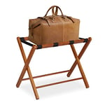 relaxdays Porte-valises Pliant, Support à Bagages, HLP : 54,5 x 66 x 44 cm, Bois, pour hôtel et Maison, Nature