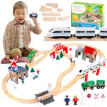 Green series Kinderplay Train en Bois Enfant, Circuit Train Enfant - Trains et Véhicules & Rails Pack - Train, Circuit Train Electrique, Circuit Long de 378 cm, GS0010