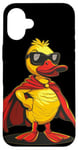 Coque pour iPhone 16 Plus Costume de canard cool avec lunettes de soleil et cape de super-héros