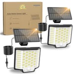 Collasis Lampe Solaire Extérieur [186 LED], 3 Modes Spot Eclairage Exterieur Solaire avec Détecteur de Mouvement IP65 2 Pack Lumiere Solaire Exterieur Câble de 5M,pour Jardin, Garage, Patio