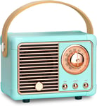 Haut-Parleur Bluetooth Rétro, Portable Mini Haut-Parleur sans Fil avec Radio FM, Rechargeable Poste Radio Vintage, Bluetooth 5.0/USB/TF/Aux/Appels Mains Libres, Haut-Parleur Vintage pour Décoration