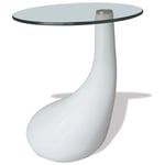 Doc&et² - Table basse avec dessus de table en verre rond Blanc brillant - Blanc