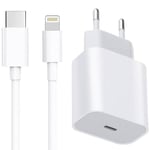 Laddare+ Kabel För iPhone 13/12/11 USB-C strömadapter 20WPD