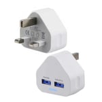 Dual USB Mains Wall Charger Plug Adapter for iPhone iPad HTC LG Samsung Tablet