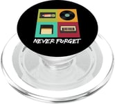 Never Forget Vintage Floppy Disk Video Tape Music Disc Style PopSockets PopGrip pour MagSafe