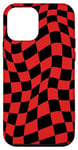 Coque pour iPhone 12 mini Carreaux noir et rouge vintage à carreaux
