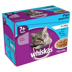 Whiskas Senior Pouch Multipack 12x100g Mixed Fish In Jelly Pack Of 4 Cat 8+
