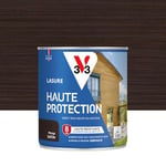 V33 Lasure Bois extérieur Wengé satin - Haute Protection 8 ans - Haute résistance hydrofuge et anti-UV - Résiste aux variations du bois - Ecolabel, résine d'origine végétale - 0,75L