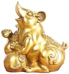 JYKFJ Chinois Feng Shui Pur Laiton décor Figurine Zodiaque Rat Statues Richesse et Bonne Chance Sculpture pour la Maison et Le Bureau 1105