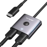 Switch Hdmi 4K@60Hz Avec Câble 0.4M ¿Coquille En Aluminium, Nylon Tressé¿ Bidirectionnel Commutateur Hdmi 2 Entrées 1 Sortie (Un Écran À La Fois) Multiprise Compatible Avec Ps5 Ps4[YIN145470]