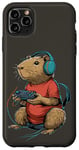 Coque pour iPhone 11 Pro Max Capybara Gamer Casque de jeu vidéo pour adolescents et joueurs de jeux