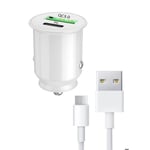 Billaddarpaket för Samsung Galaxy A16 5G USB till USB Typ C Snabbladdning 30W PD & QC 3.0 + 1 Typ C-kabel - 2 portar