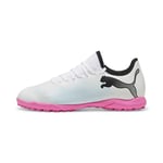 Puma Unisex Youth Future 7 Play Tt Jr Soccer Shoes, Puma White-Puma Black-Poison Pink, 4 UK