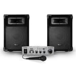 2 enceintes passives PA 8"/20cm 2x180W 2 voies + Ampli Karaoké Hifi 100W USB/BT + MIC