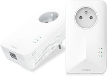 Powerline WiFi 1000 Kit Duo Prises CPL WiFi Kit CPL 1000 Mbps/WiFi 1200 Mbps Compatible Toute Box/Routeur 1 Port Ethernet + Prise Filtrée Installation Rapide Blanc