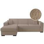 Loungitude - Canapé d'angle fuji xl convertible avec coffre en tissu bouclette - Angle gauche - Taupe - Taupe