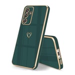 HopMore Coque pour Samsung Galaxy A35 5G Etui de Protection en Silicone pour Samsung A35 5G, Souple Étui en Motif Coeur Antichoc Fine Slim Housse Protection Case Cover pour Galaxy A35 5G, Vert Foncé