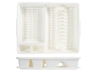 Dish drainer equipped with drip tray in white color