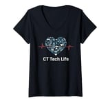 Womens CT Tech Life Radiology Technologist Heartbeat Monitor V-Neck T-Shirt