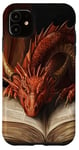 iPhone 11 Aesthetic Gothic Red Dragon Reading Book Painting Bookish Case