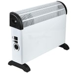 Clas Ohlson Free Standing Convector Heater with Fan - 3 Heat Settings 2000 W Turbo, Adjustable Thermostat & Overheating Protection