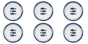 Excelsa Ocean Lot de 6 assiettes à pizza, porcelaine, diamètre 31,5 cm.