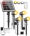 Spot Solaire Exterieur, CLY Lampe Solaire Exterieur 2700K 4000K 6000K 2 Mode Dynamique Projecteur LED Exterieur Solaire 3 Luminosité 5000mAh Minuterie Lumiere Exterieur Solaire IP66 pour Jardin Arbres