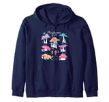 The Smurfs Mushroom Guide Colorful Retro Big Chest Logo Zip Hoodie