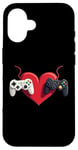 Coque pour iPhone 16 Manettes de jeu d'amour pour la Saint-Valentin Gamers Couple