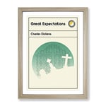 Book Cover Great Expectations Charles Dickens Modern Framed Wall Art Print, Ready to Hang Picture for Living Room Bedroom Home Office Décor, Oak A3 (34 x 46 cm)