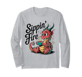 Sippin’ Fire Cute Dragon Tea Lover Long Sleeve T-Shirt