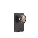 Cute Cat Face For Women Colorful Paper Wildflowers Kitten PopSockets PopWallet pour MagSafe