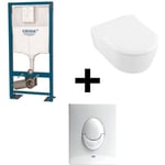 Pack wc suspendu sans bride villeroy et boch Avento + abattant + plaque + bâti