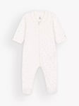 Petit Bateau Baby Starry Velour Sleepsuit, Marshmallow/Gris