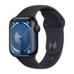 APPLE WATCH SERIES 9 GPS + CELLULAR 41 MM MIDNAT ALUMINIUM URKASSE MED MIDNAT SPORTSREM - M/L