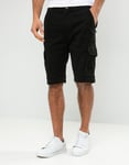 Threadbare Mens Black Cotton 'Bute' Cargo Shorts - Size 32W/32L