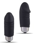 Mini vibrateur vaginal petit gode Fallo faux pénis vibrant en silicone noir