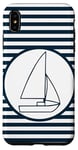 Coque pour iPhone XS Max Nautical Stripes Bleu Marine Blanc Minimaliste Yacht Voilier