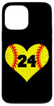 iPhone 13 Pro Max Softball Number 24 Jersey Funny Softball Heart Game Day Case