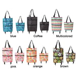 (Color) Folding Storage Bag Household Portable Folding Wheeled Shopping Bag O