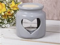 Grey Ceramic Heart Wax Warmer / Oil Burner Wax Warmer Holder