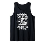 Surviving Classroom Chaos, Funny Skeleton Teacher Coffee Tank Top