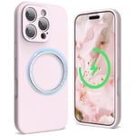 SURPHY Magnetic Design for iPhone 16 Pro Max Case, Liquid Silicone Protection for Each Lens Shockproof Gel Rubber Phone Case for iPhone 16 Pro Max 6.9 inch 2024, Chalk Pink