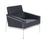 Fritz Hansen - Serie 3300 Fåtölj, Tyg, Hallingdal 180 - Fåtöljer - Arne Jacobsen - Grå - Läder/Metall/Trä