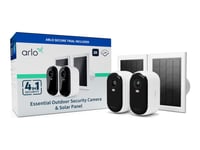 Arlo Essential - 2. Generasjon - Nettverksovervåkingskamera - Innendørs, Utendørs - Værbestandig - Farge (Dag Og Natt) - 4 Mp - 2560 X 1440 - Lyd - Trådløs - Wi-Fi - Med 2 Solcellepanel-Ladere (En Pakke 2)