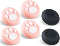 Lot De 6 Poignées De Pouce Analogiques Pour Manette De Jeu Ps5, Ps4, Xbox Series X/S, Xbox One, Switch Pro, Motif Patte De Chat Rose Et Blanc