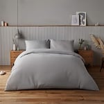 Silentnight Supersoft Collection Dove Grey Duvet Cover Set. Supersoft Snuggly Easy Care Duvet Cover Quilt Bedding Set - Double (200cm x 200cm) + 2 Matching Pillowcase